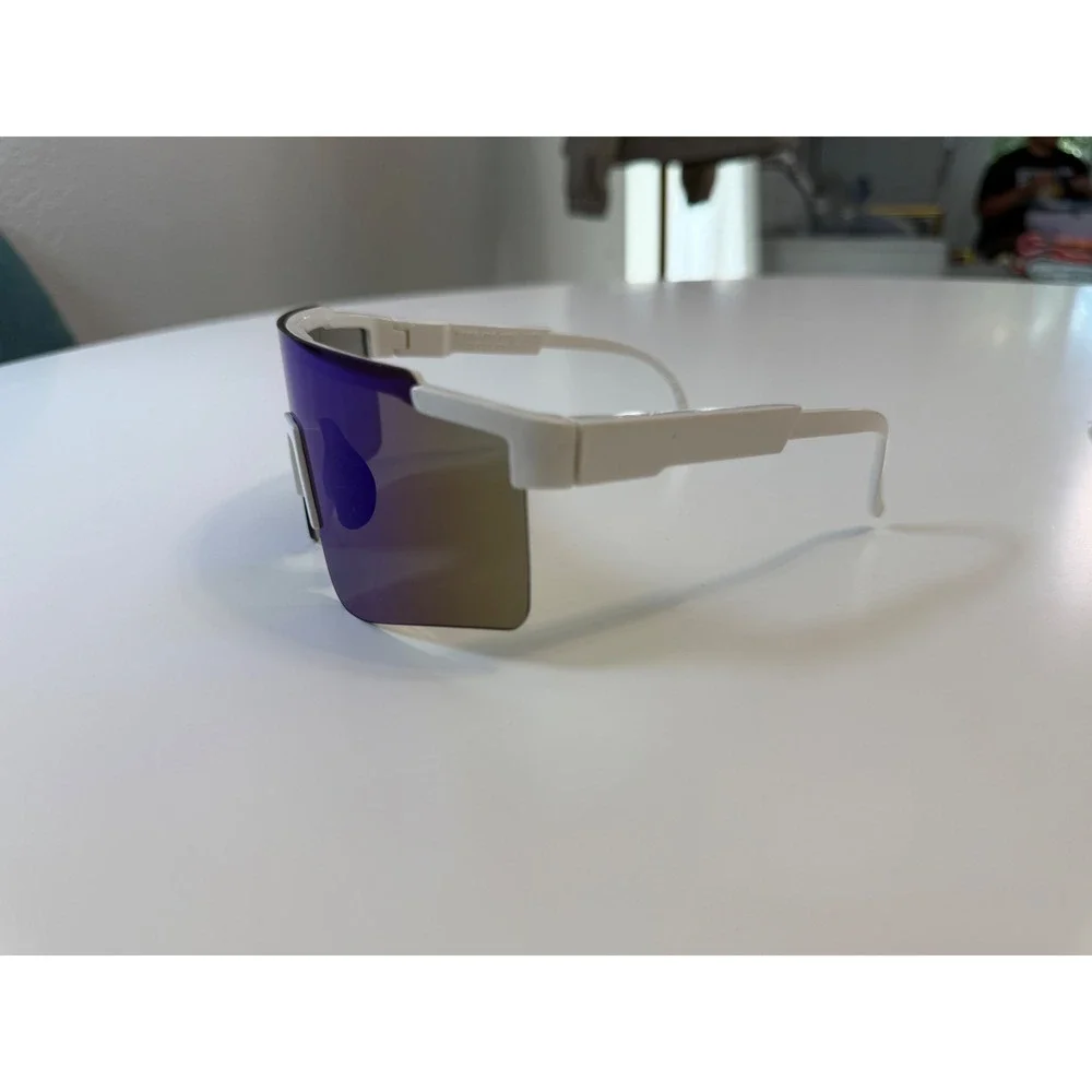 Epic Eyewear Shield Sport Sunglasses White Mirrored Wrap Cycling Running